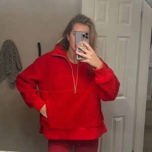 Red Sherpa Quarter Zip